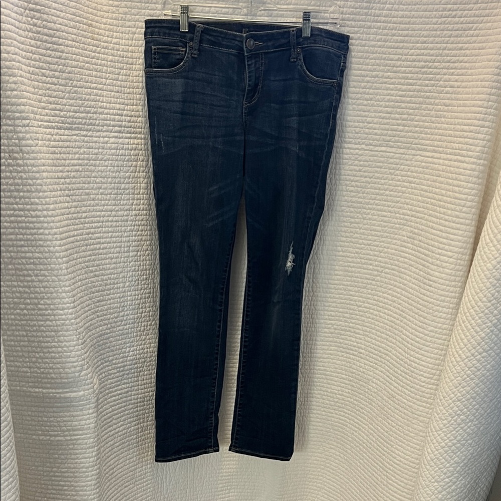 Kut from the Kloth mid rise distressed boyfriend  Dark Blue Jeans